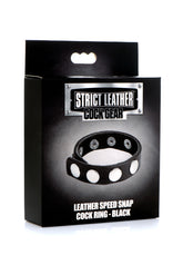 Leather Adjustable Speed Snap Cock Ring for Men Black Mens Leather